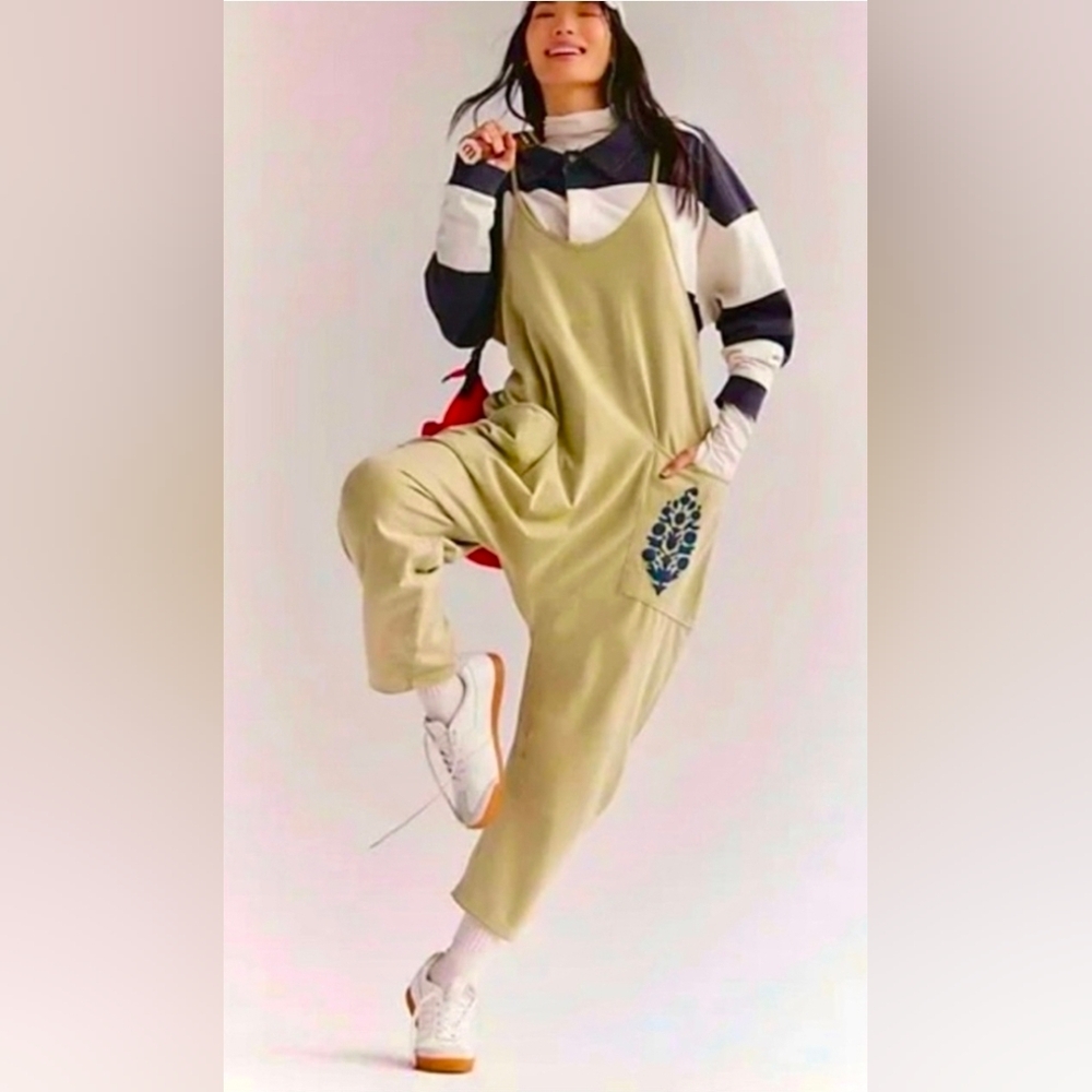 New Free People Hot Shot Logo Onesie Moss Combo L - Picture 5 of 6